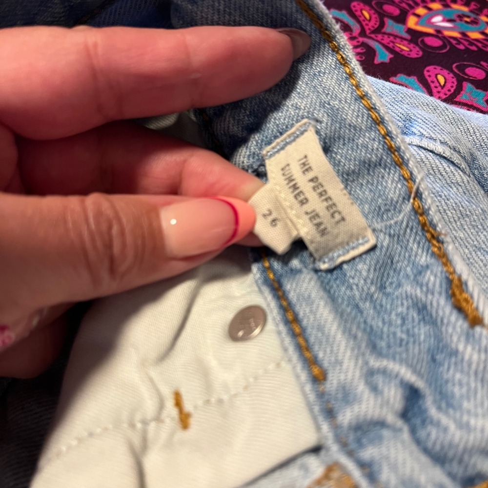 Madewell The Perfect Summer Jean Light Wash High Rise Raw Hem Denim Shorts 26 - Picture 3 of 4